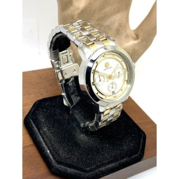 Tory Burch Women's Watch TBW1052 Quartz Chronograph Cream Dial Two Tone Steel - Picture 14 of 14